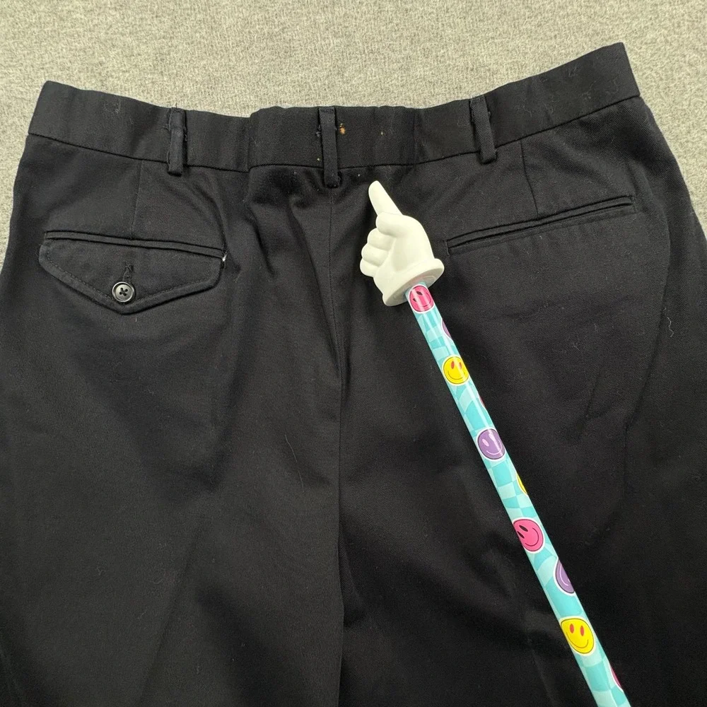 (2) Lands' End Mens 36-R Black Pleated Cuffed Dress Pants Wardrobe Staple *READ*